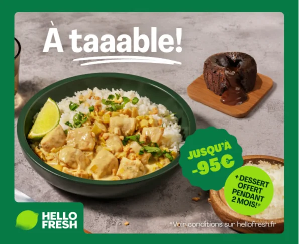 HelloFresh, Réduction Box Cuisinés + dessert offert 🎁 : 